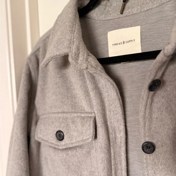 Gray Button-Up Shacket - Picture 2 of 4